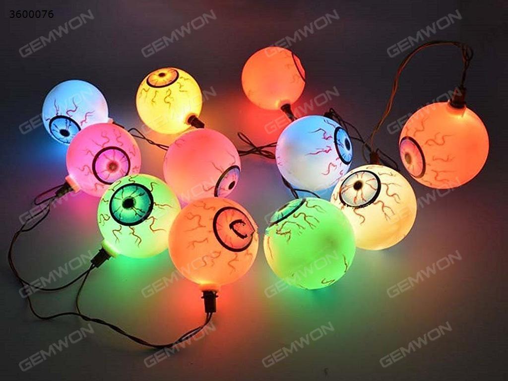 LED solar ghost eye light string（WSJYZ） Halloween Decoration Lights ，for all kinds of outdoor places,4,8 meters long 20 eyes Color light LED String Light WSJYZ