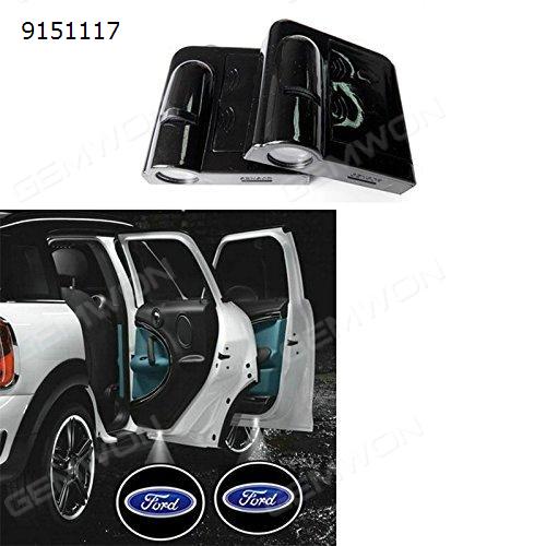 2 x Wireless No Drill Type Led Laser Door Shadow Light Welcome Projector Light Led Car Door Logo Ford Ghost Shadow Emblems (Ford) - No Drilling Required Autocar Decorations LED