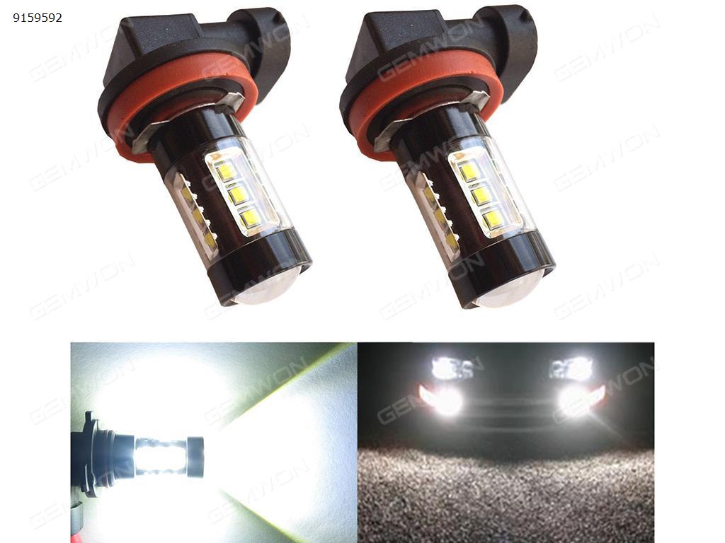 2Pcs 80W High Power Extremely Super Bright 6000K Xenon White H8 H11 H16 LED Bulbs for Fog Light Lamp Replacement Auto Replacement Parts LED fog lights