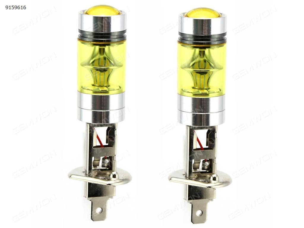 2Pcs H1 LED Fog Light Bulb 100W High Power 2835 SMD Gold Yellow LED Bulbs Projector Fog Driving DRL Light Lamps Auto Replacement Parts LED fog lights