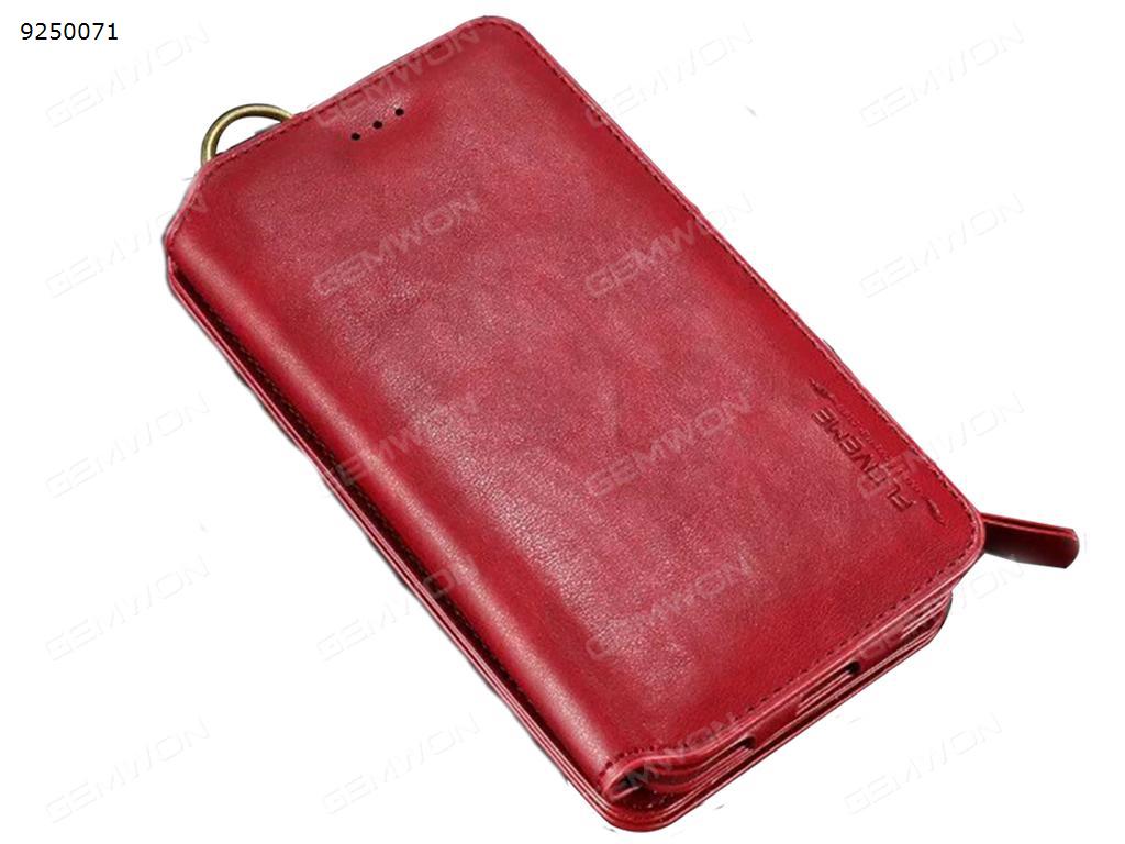 FLOVEME retro wallet models iPhone7 multi-functional bracket mobile phone shell classic leather case （RED） Case iPhone 7