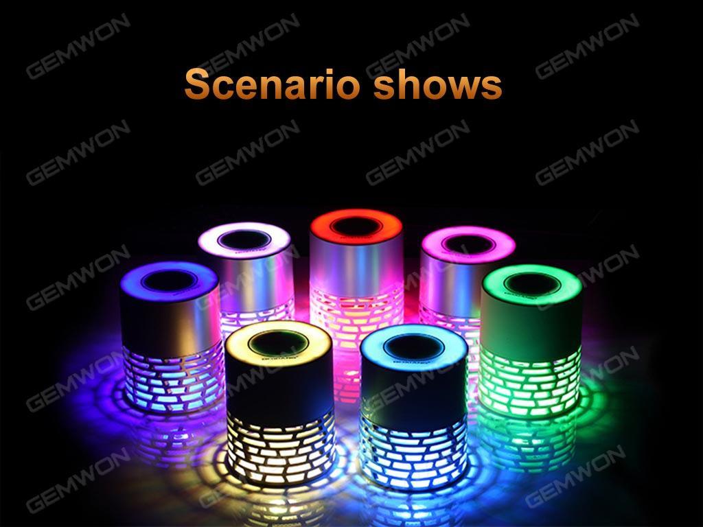 Colorful flashing Bluetooth speakers, Gift card touch portable Bluetooth stereo bedside lamp lights, Silver Bluetooth Speakers COLORFUL FLASHING BLUETOOTH SPEAKERS