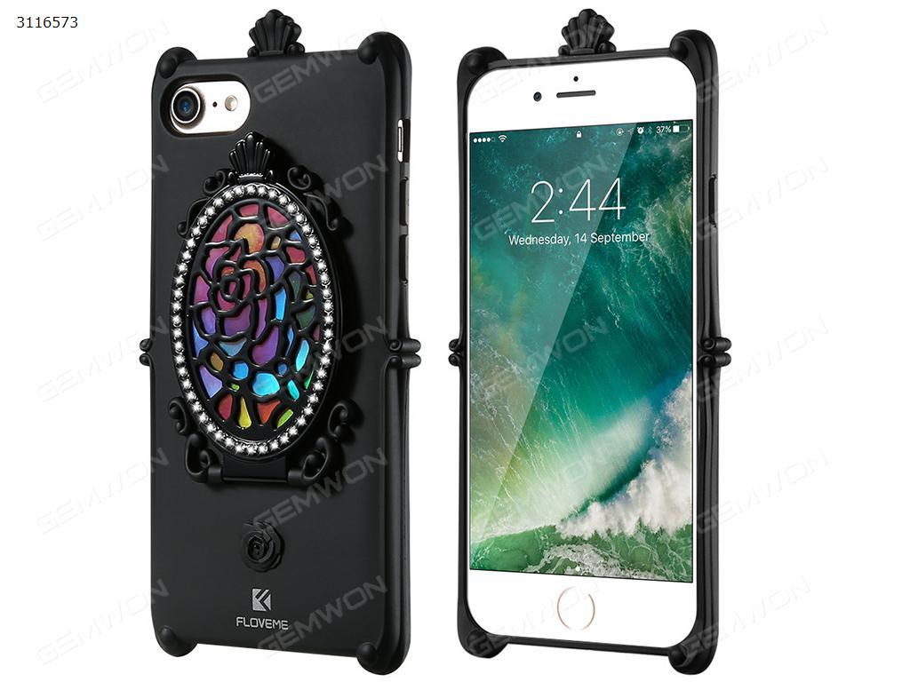 iphone 6 Mirror mobile phone shell, Anti dropping mobile phone cover with flip mirror support, Black Case IPHONE 6 MIRROR MOBILE PHONE SHELL