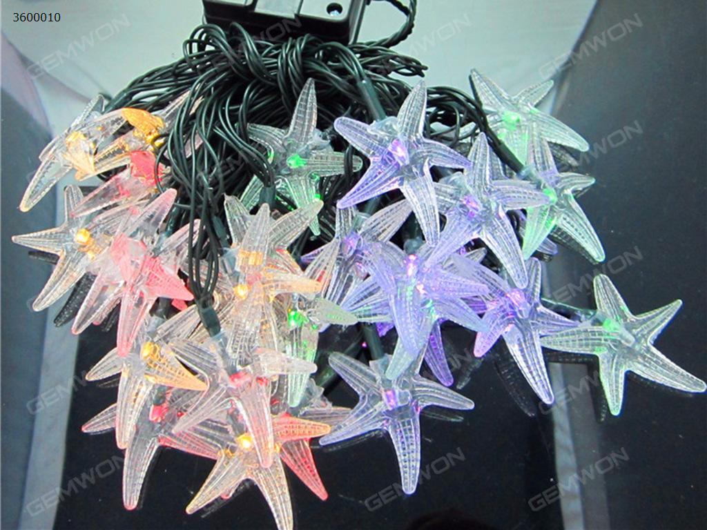 LED solar energy 30PCS starfish string lights（WTL-HX）apply to Halloween, Christmas festivals，6meters long，2V color temperature 6000K,With two flash modes, can not be dimmed. Technicolor Light LED String Light WTL-HX