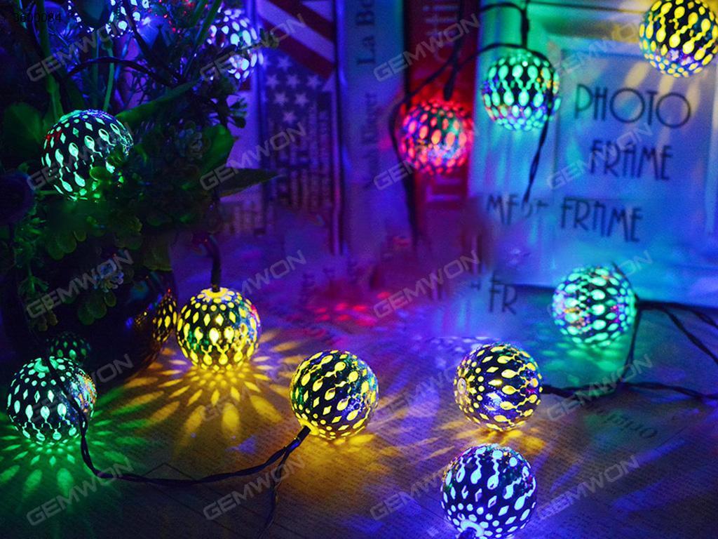 LED solar 20PCS Moroccan ball lamp string（WTL-20LED）apply to Halloween, Christmas festivals，4. 8 meters long, adjustable light, 1.2V, color temperature 6000K  Technicolor LED String Light WTL-20LED