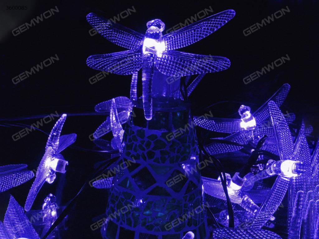 LED solar 30PCS dragonfly lamp string（DY-30LED） apply to Halloween, Christmas festivals，6 meters long, adjustable light, 1.2V, color temperature 6000K  Blue Light LED String Light DY-30LED