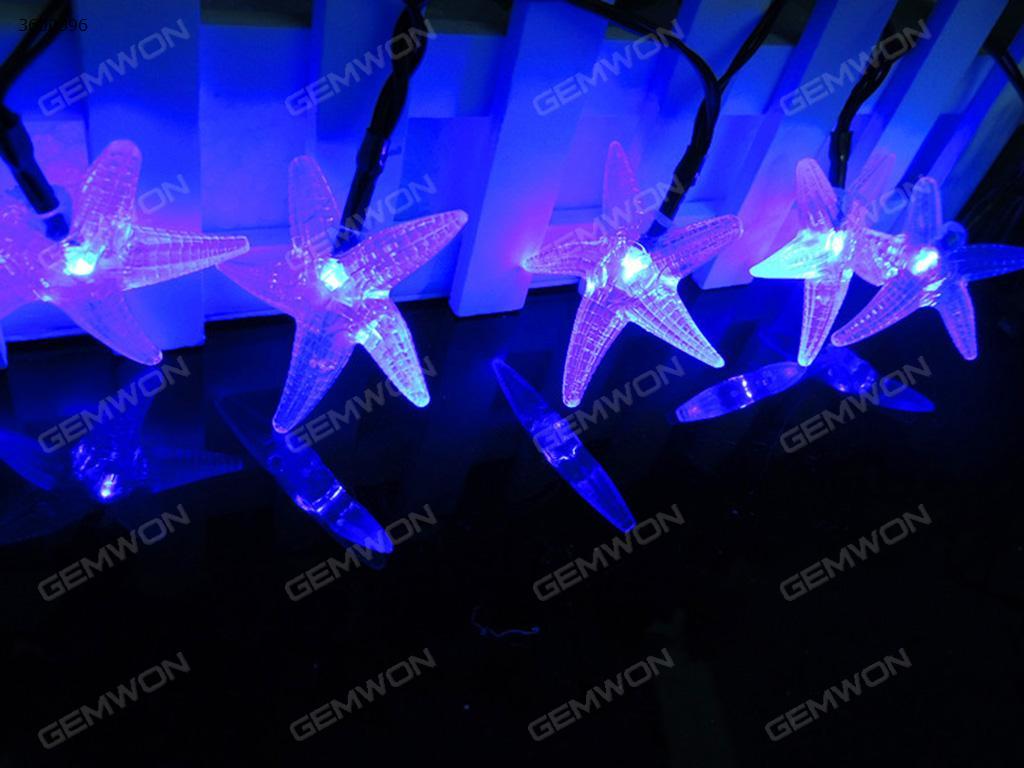 LED solar energy 30PCS starfish string lights（WTL-HX）apply to Halloween, Christmas festivals，6meters long，2V color temperature 6000K,With two flash modes, can not be dimmed.  Blue Light LED String Light WTL-HX