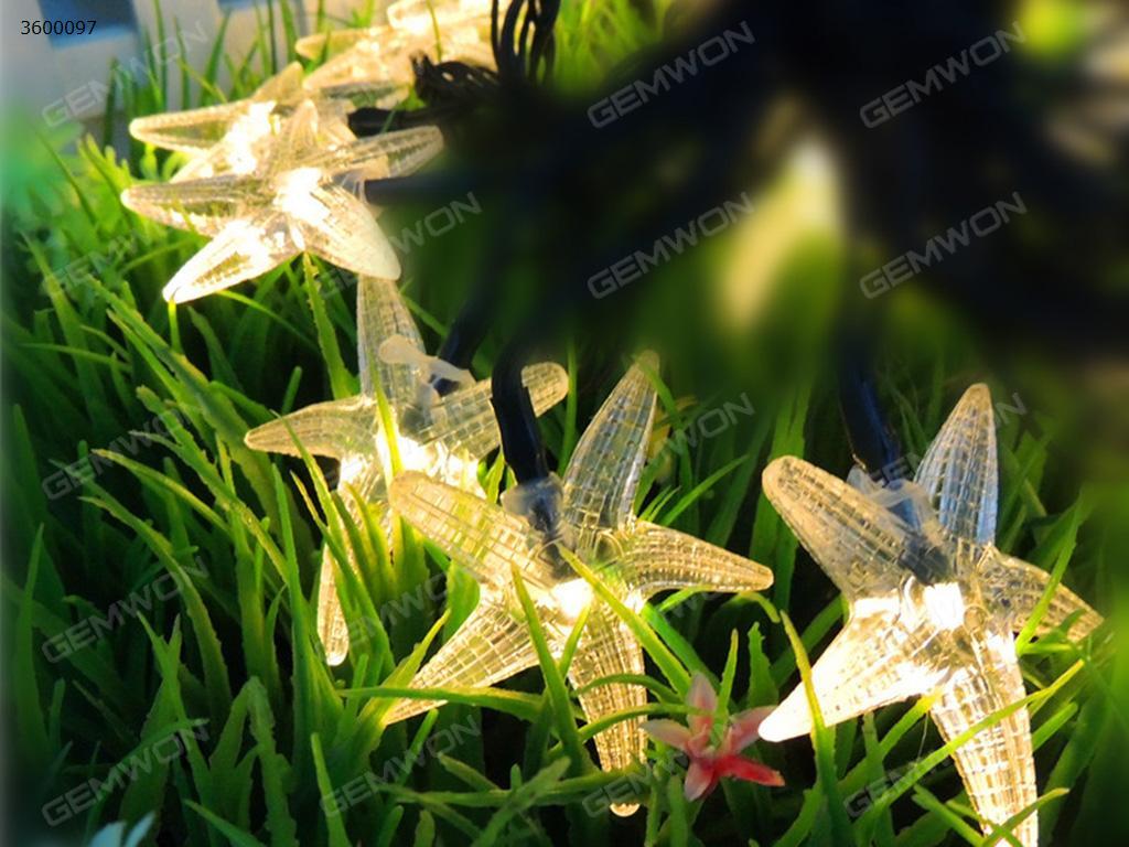 LED solar energy 30PCS starfish string lights（WTL-HX）apply to Halloween, Christmas festivals，6meters long，2V color temperature 6000K,With two flash modes, can not be dimmed. Warm White Light LED String Light WTL-HX