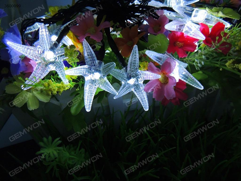 LED solar energy 30PCS starfish string lights（WTL-HX）apply to Halloween, Christmas festivals，6meters long，2V color temperature 6000K,With two flash modes, can not be dimmed. Is White Light LED String Light WTL-HX