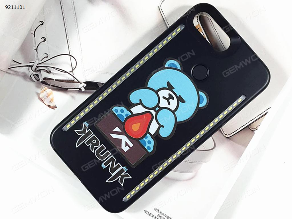 cartoon Little blue bear Mobile phone shell Selfie LED Light, IPhone 6/6S/7/8 LED Light Up Selfie Luminous Phone Cover Case，Black Selfie LED Light IPHONE 6/6S/7/8