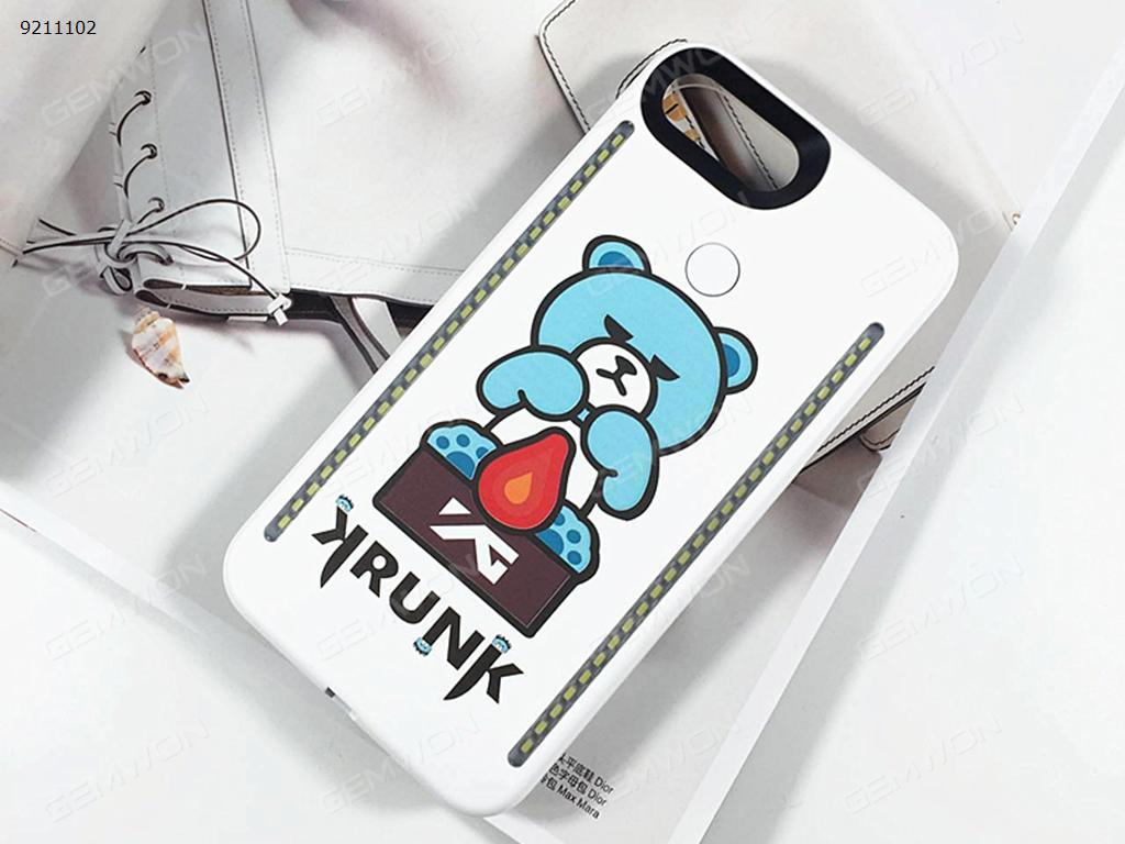 cartoon Little blue bear Mobile phone shell Selfie LED Light, IPhone 6/6S/7/8 LED Light Up Selfie Luminous Phone Cover Case，White Selfie LED Light IPHONE 6/6S/7/8