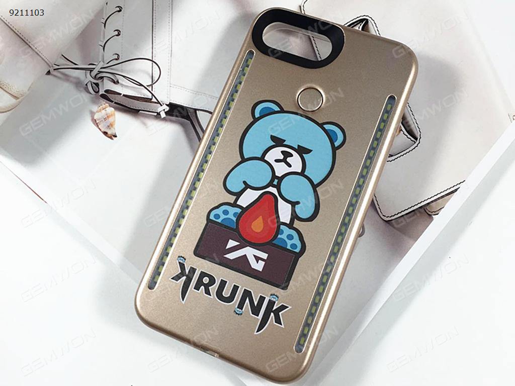 cartoon Little blue bear Mobile phone shell Selfie LED Light, IPhone 6/6S/7/8 LED Light Up Selfie Luminous Phone Cover Case，Gold Selfie LED Light IPHONE 6/6S/7/8