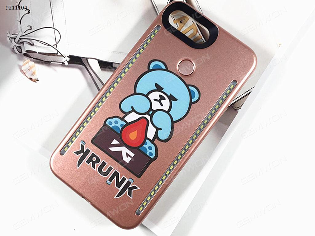 cartoon Little blue bear Mobile phone shell Selfie LED Light, IPhone 6/6S/7/8 LED Light Up Selfie Luminous Phone Cover Case，Rose gold Selfie LED Light IPHONE 6/6S/7/8