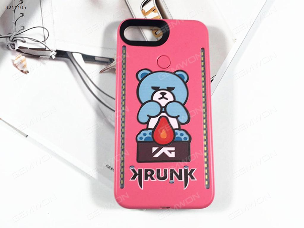 cartoon Little blue bear Mobile phone shell Selfie LED Light, IPhone 6/6S/7/8 LED Light Up Selfie Luminous Phone Cover Case，Pink Selfie LED Light IPHONE 6/6S/7/8