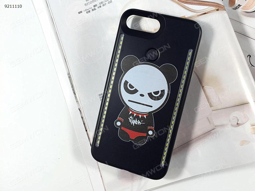 cartoon panda Mobile phone shell Selfie LED Light, IPhone 6/6S/7/8  LED Light Up Selfie Luminous Phone Cover Case,Black Selfie LED Light IPHONE 6/6S/7/8