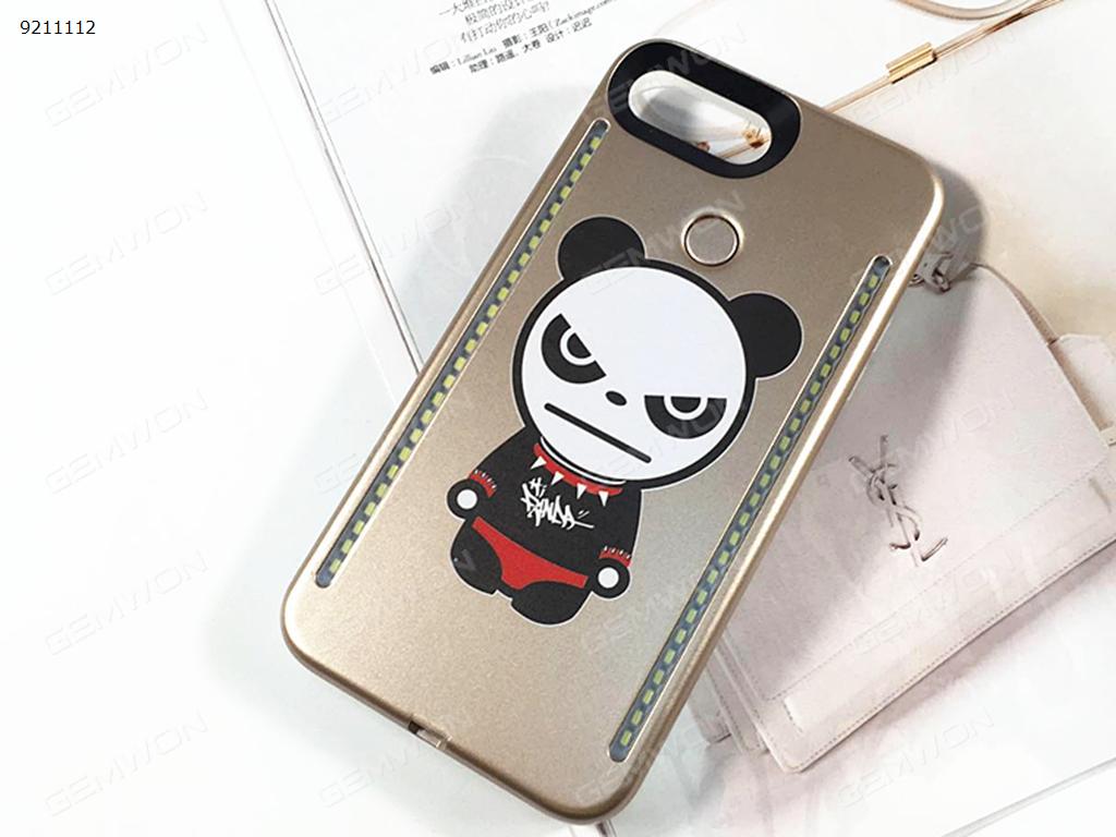 cartoon panda Mobile phone shell Selfie LED Light, IPhone 6/6S/7/8 LED Light Up Selfie Luminous Phone Cover Case,Glod Selfie LED Light IPHONE 6/6S /7/8