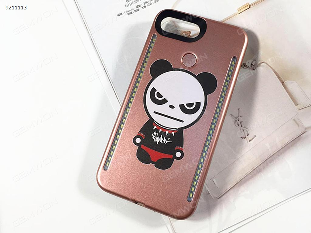 cartoon panda Mobile phone shell Selfie LED Light, IPhone 6/6S/7/8 LED Light Up Selfie Luminous Phone Cover Case，Rose gold Selfie LED Light IPHONE 6/6S/7/8