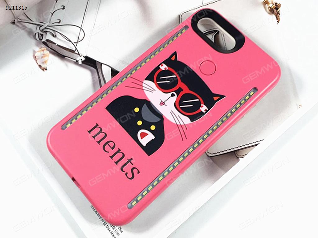 cartoonMr Cat Mobile phone shell Selfie LED Light, IPhone 6p/6S/7/8LED Light Up Selfie Luminous Phone Cover Case，Pink Selfie LED Light IPHONE 6/6S /7/ 8