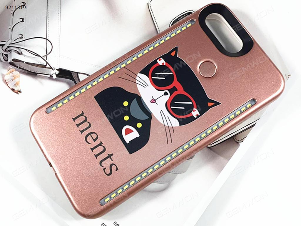 cartoon Mr Cat Mobile phone shell Selfie LED Light, IPhone 6plus/6Splus/7plus/8plus LED Light Up Selfie Luminous Phone Cover Case，Rose gold Selfie LED Light IPHONE 6PLUS /6S PLUS /7PLUS/ 8 PLUS