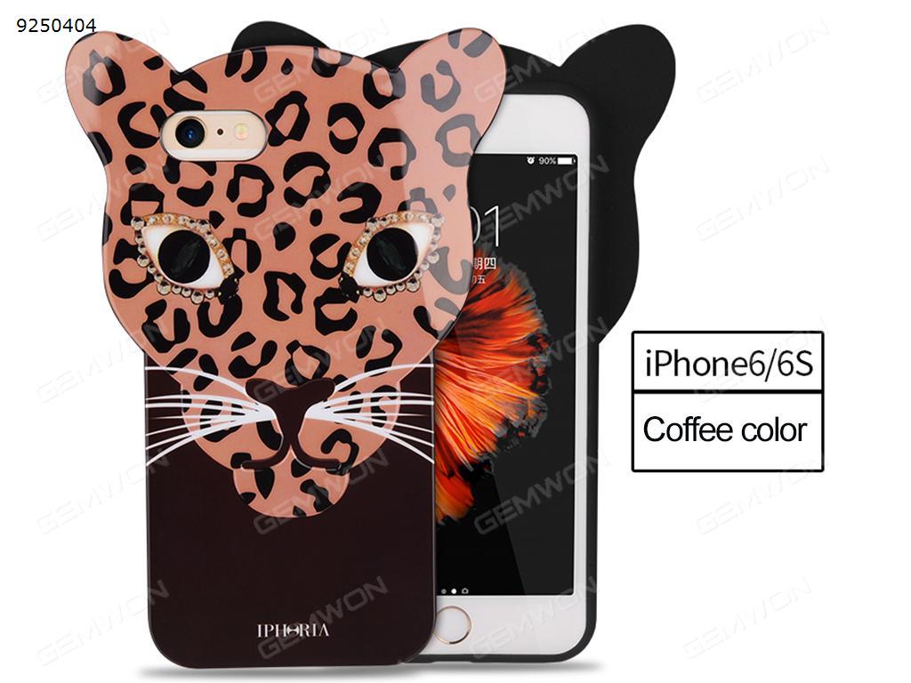 iphone6 three-dimensional leopard ears silicone full-package protective case phone shell brown Case iPhone6