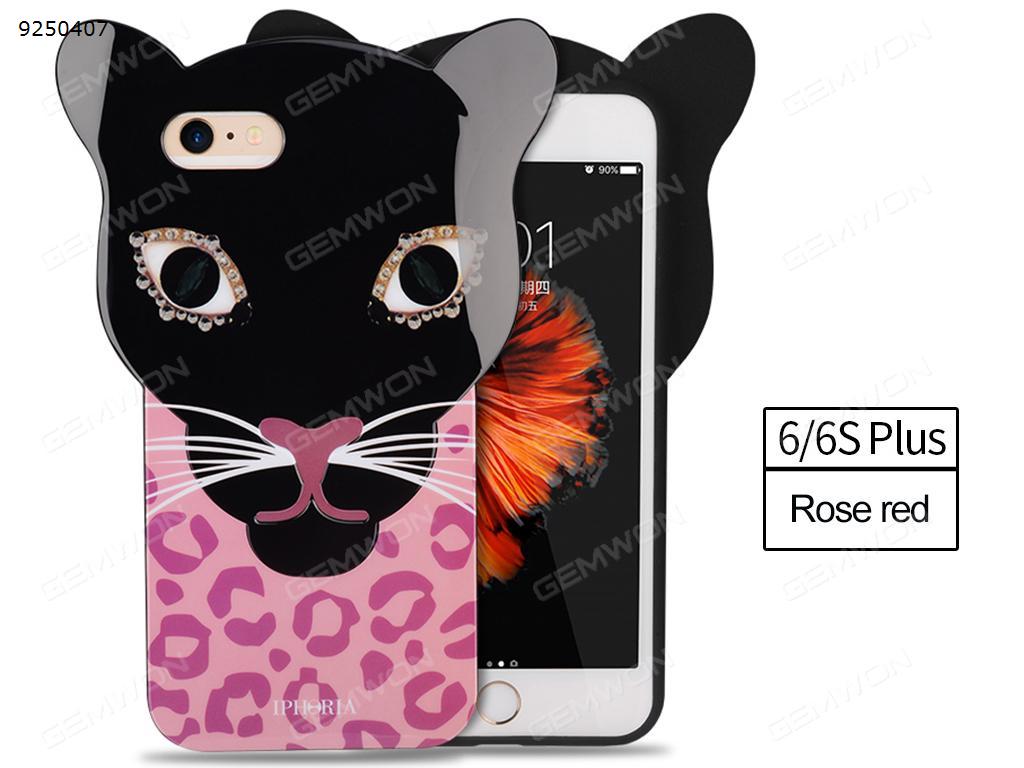 iphone6 plus three-dimensional leopard ear silicone all-inclusive protective cover phone shell rose Case iPhone6 plus