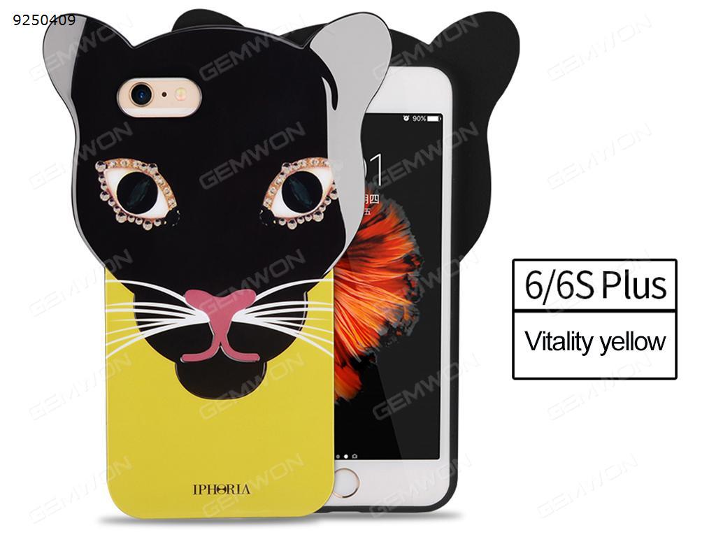 iphone6 plus three-dimensional leopard ears ear silicone holster protection case yellow shell Case iPhone6 plus