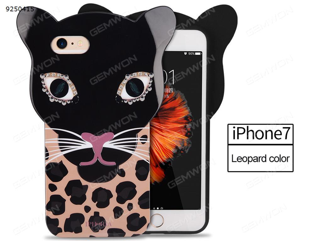 iphone7 three-dimensional leopard print, ear silicone, all inclusive protective cover, mobile phone shell, leopard Case IPHONE7