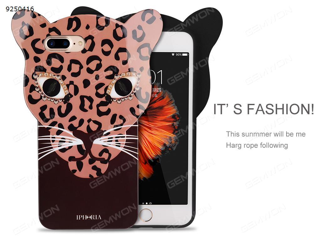 iphone7 three-dimensional leopard ears, silicone full protection cover, mobile phone shell yellow Case iPhone7