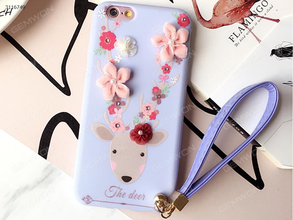 iPhone 6 plus Sika Deer cell phone shell, The flowers of Sika Deer Lanyard Mobile phone shell, Purple Case IPHONE 6 PLUS SIKA DEER CELL PHONE SHELL