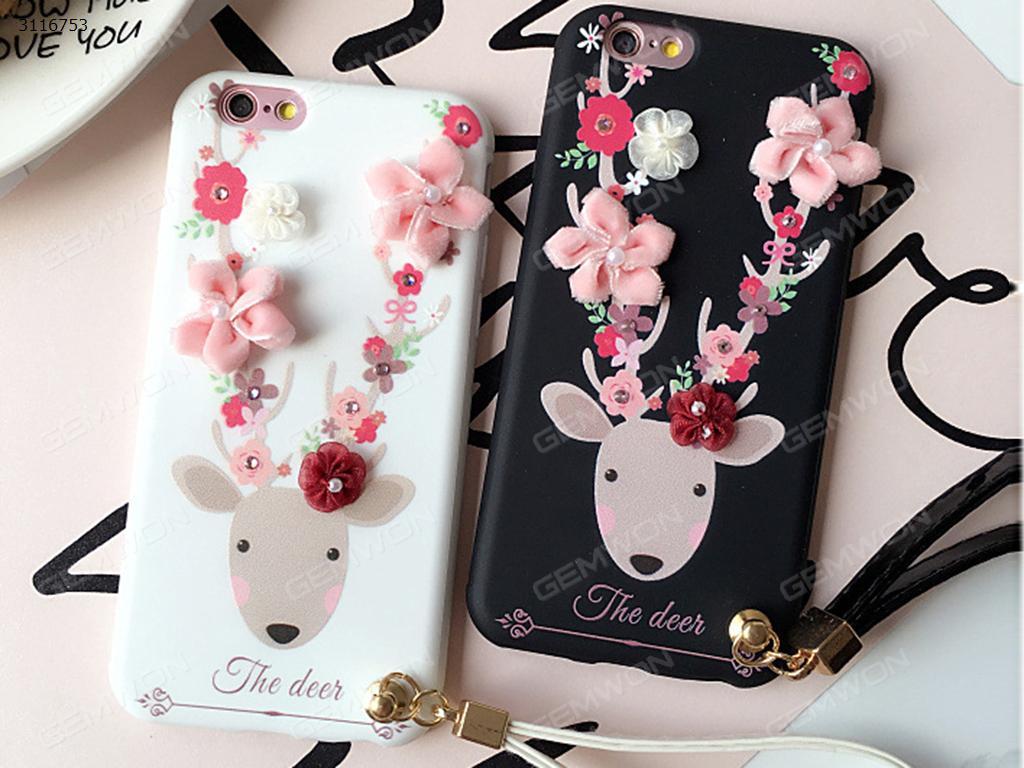 iPhone 7 Sika Deer cell phone shell, The flowers of Sika Deer Lanyard Mobile phone shell, Pink Case IPHONE 7 SIKA DEER CELL PHONE SHELL