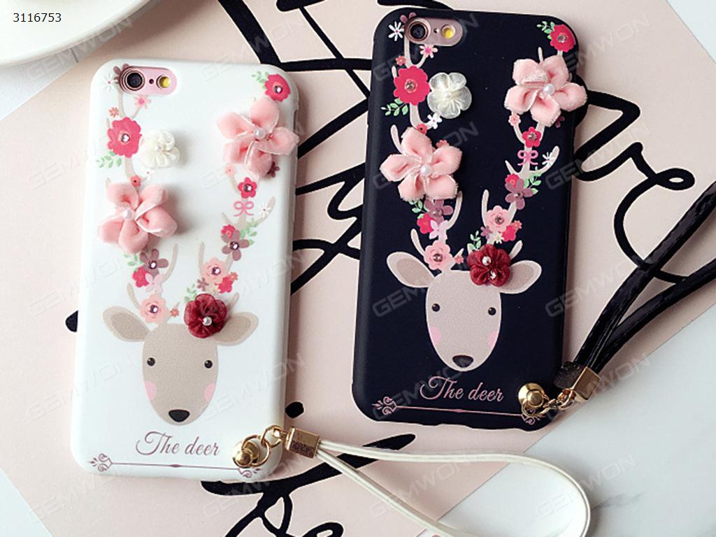 iPhone 7 Sika Deer cell phone shell, The flowers of Sika Deer Lanyard Mobile phone shell, Pink Case IPHONE 7 SIKA DEER CELL PHONE SHELL