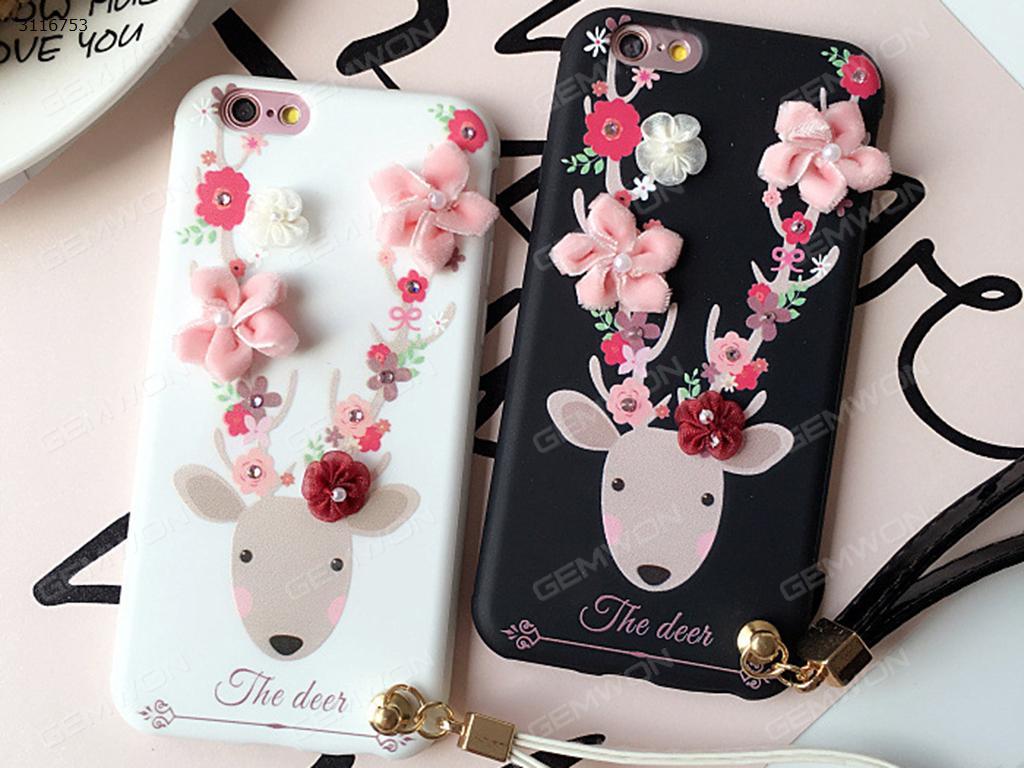 iPhone 7 Sika Deer cell phone shell, The flowers of Sika Deer Lanyard Mobile phone shell, Pink Case IPHONE 7 SIKA DEER CELL PHONE SHELL