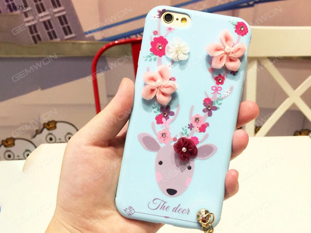 iPhone 7 Sika Deer cell phone shell, The flowers of Sika Deer Lanyard Mobile phone shell, Blue Case iPhone 7 Sika Deer cell phone shell