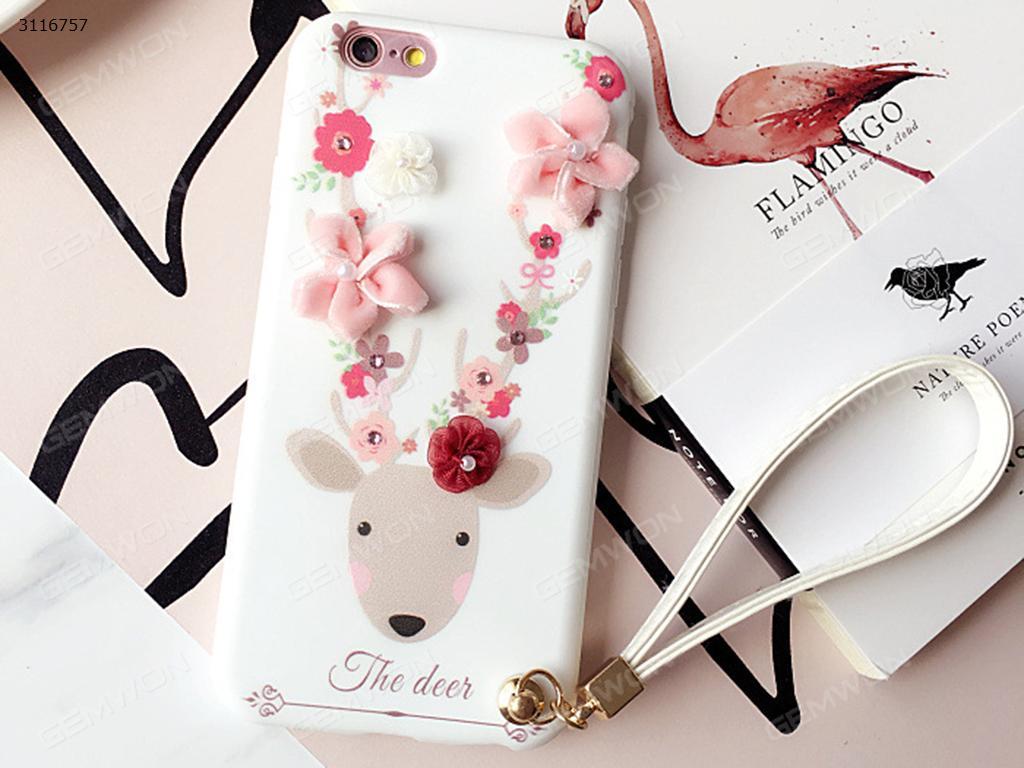 iPhone 7 plus Sika Deer cell phone shell, The flowers of Sika Deer Lanyard Mobile phone shell, White Case IPHONE 7 PLUS SIKA DEER CELL PHONE SHELL