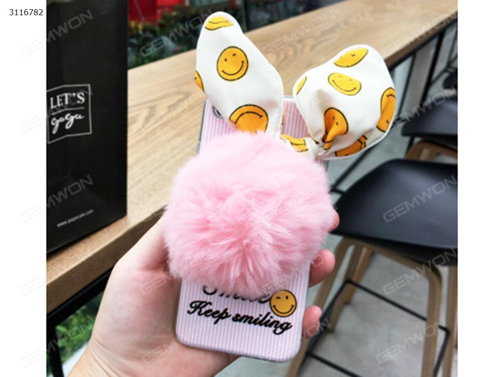 iPhone 6 Plush ball mobile phone shell, Cute anti fall set trendy mobile phone shell,Pink white Case IPHONE 6 PLUSH BALL MOBILE PHONE SHELL