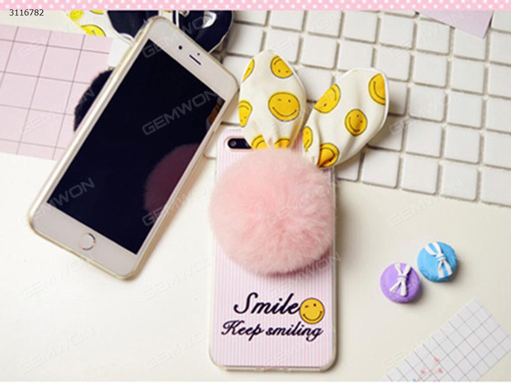 iPhone 6 Plush ball mobile phone shell, Cute anti fall set trendy mobile phone shell,Pink white Case IPHONE 6 PLUSH BALL MOBILE PHONE SHELL