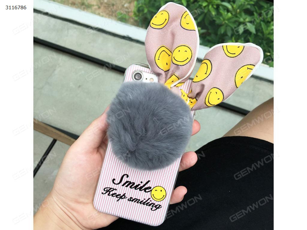 iPhone 6 Plush ball mobile phone shell, Cute anti fall set trendy mobile phone shell, Gray Pink Case IPHONE 6 PLUSH BALL MOBILE PHONE SHELL