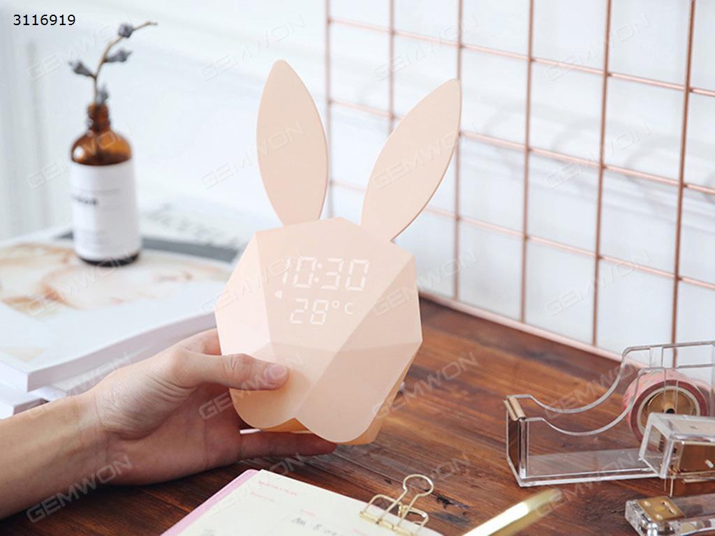 Rabbit alarm clock, LED electronic thermometer alarm clock, Pink Other Rabbit alarm clock