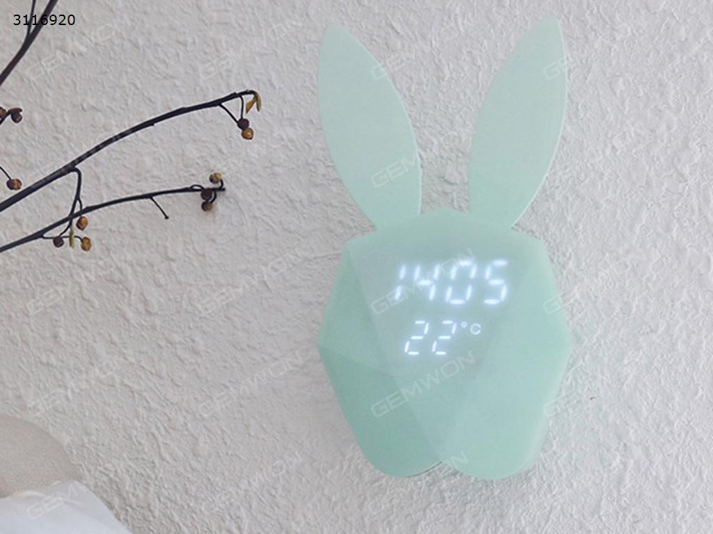 Rabbit alarm clock, LED electronic thermometer alarm clock, Green Other Rabbit alarm clock