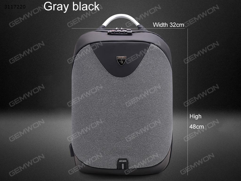 Burglarproof Backpack, USB charging stereoscopic digital storage anti-theft outdoor business Backpack, Grey black Other BURGLARPROOF BACKPACK