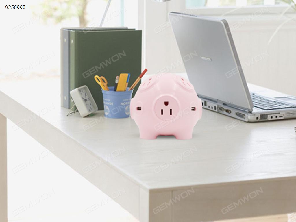 Pig socket multi-socket with USB   pink  US USB HUB N/A