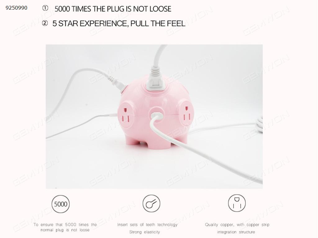 Pig socket multi-socket with USB   pink  US USB HUB N/A