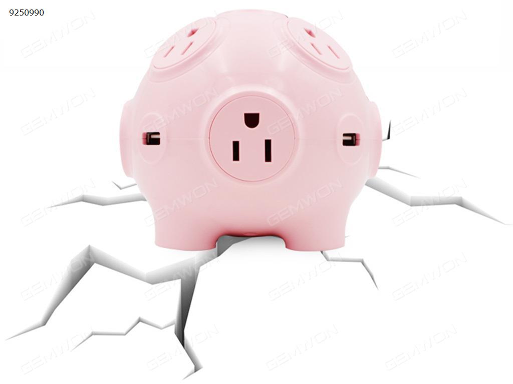 Pig socket multi-socket with USB   pink  US USB HUB N/A