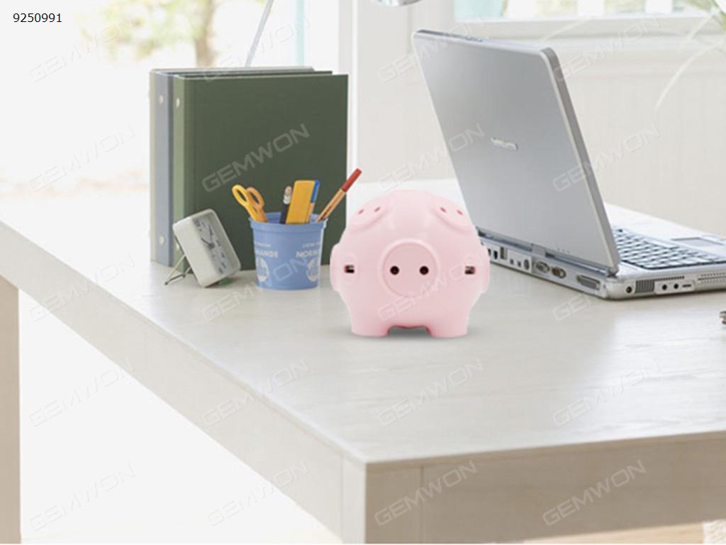 Pig socket multi-socket with USB pink EU USB HUB N/A