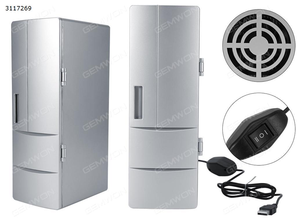 USB Mini Fridge, Domestic dual purpose heating refrigeration for vehicle refrigerator and car, Silvery Car Appliances USB Mini Fridge