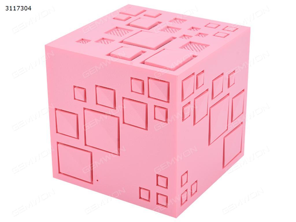 Q+ Rubik's cube Bluetooth speakers, Creative colorful lights mobile phone Subwoofer Audio wireless mini card, Pink Bluetooth Speakers Q+ RUBIK'S CUBE BLUETOOTH SPEAKERS