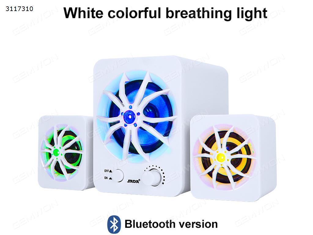 D-207 7 colour Bluetooth stereo，Cool light，2.1 surround sound，white Bluetooth Speakers D-207 7 COLOUR BLUETOOTH STEREO