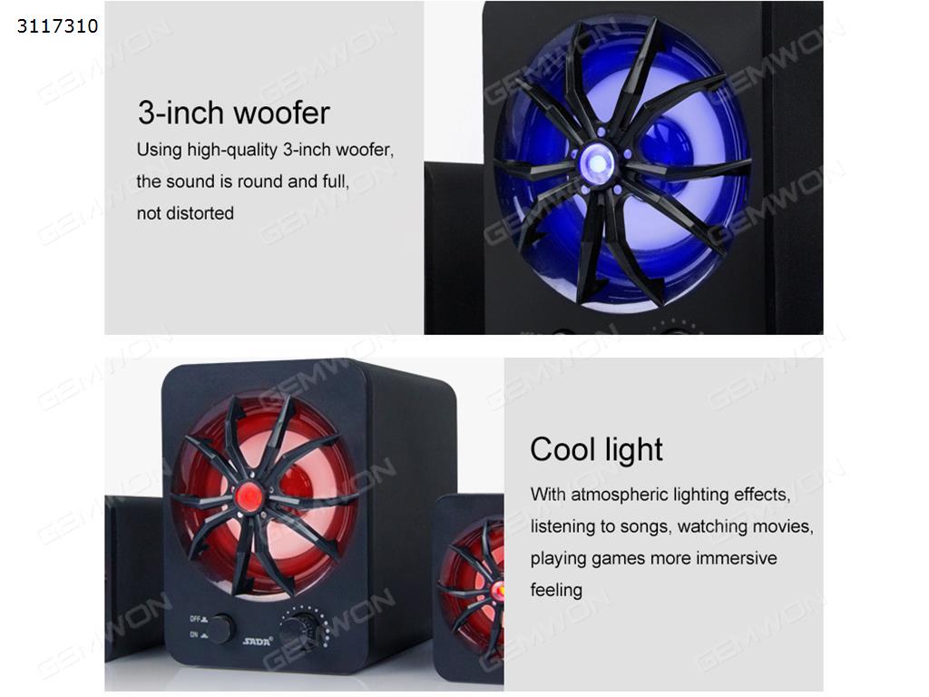 D-207 7 colour Bluetooth stereo，Cool light，2.1 surround sound，white Bluetooth Speakers D-207 7 COLOUR BLUETOOTH STEREO