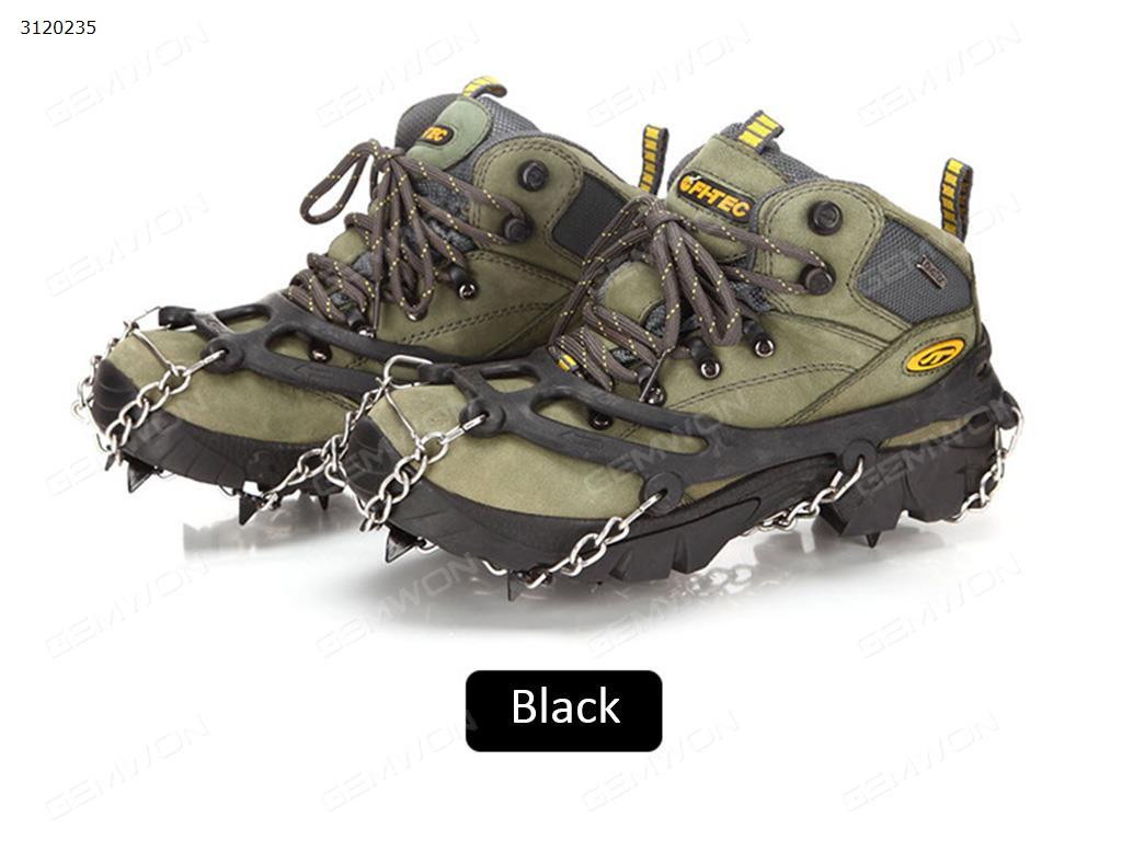 Outdoor Concave-convex Skid Resistance TrekkingShoes Addition，8 Gears Ice Nail,Black Camping & Hiking AT8601