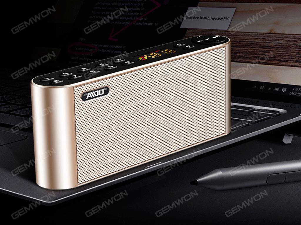 HIFI Bluetooth Speaker Portable Wireless Bass Dual Speaker with Microphone TF FM Radio Phone (Gold) Bluetooth Speakers N/A